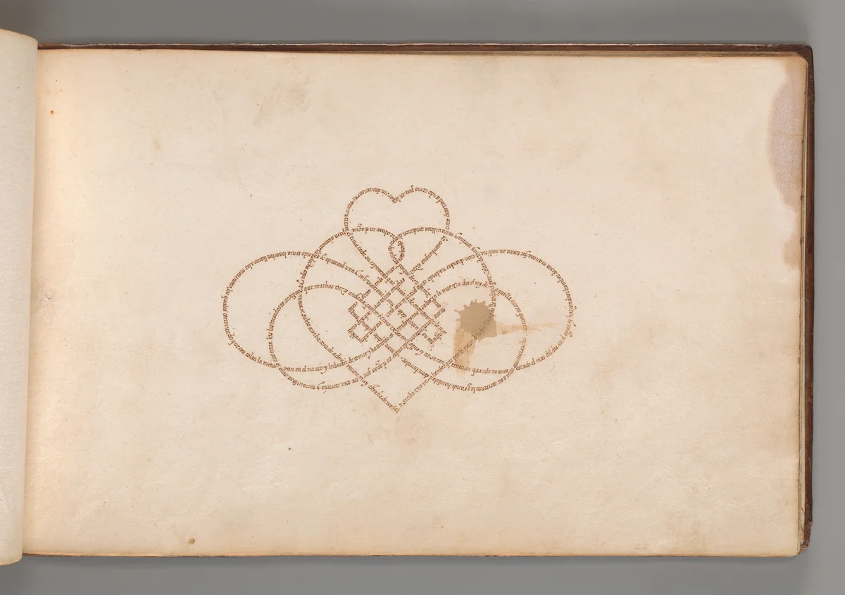 Micrographic Design in the Shape of a Lovers Knot by anonymous, book, 1600-1625
