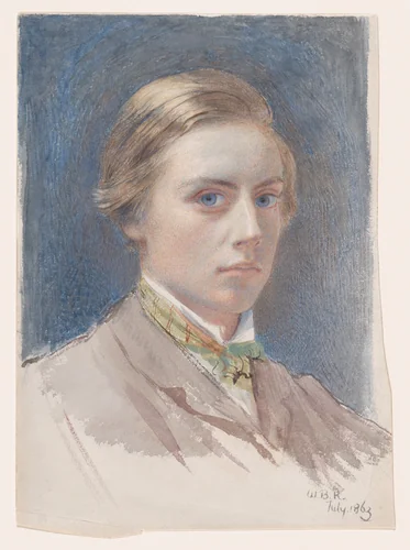 Self-portrait, aged 21 by William Blake Richmond, drawing, 1863