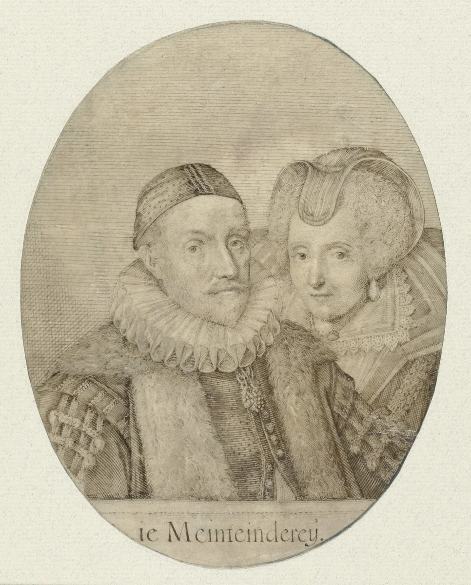 Portretten van Willem I en Louise de Coligny, prins en prinses van Oranje-Nassau by J.A. Stock, drawing, 1582-1700