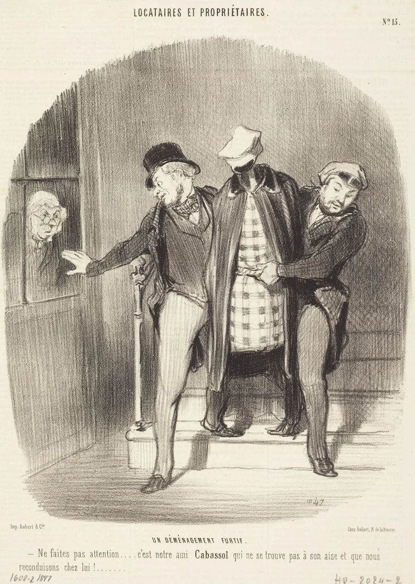 Un Déménagement furtif by Honoré Daumier, print, 1847
