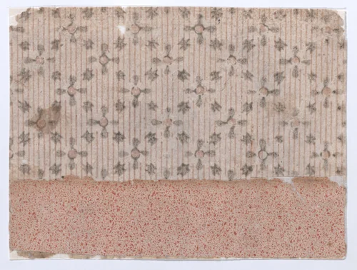 Sheet with stripe and abstract pattern by anonymous, print, 1800-1900