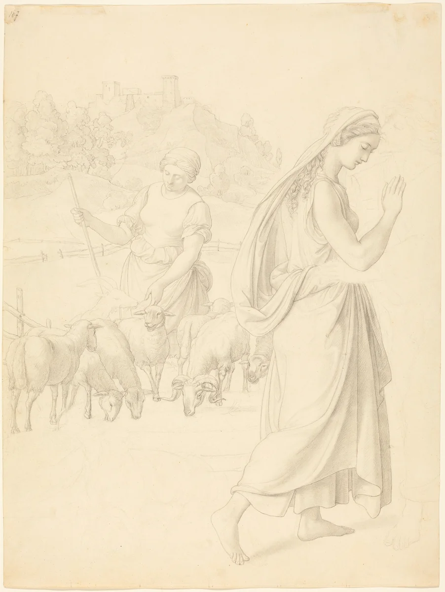 The Meeting of Jacob and Rachel by Josef von Führich, drawing, 1829