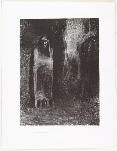 The Man Was Alone in a Night Landscape (L'Homme fut solitaire dans un paysage de nuit) by Odilon Redon, print, 1886