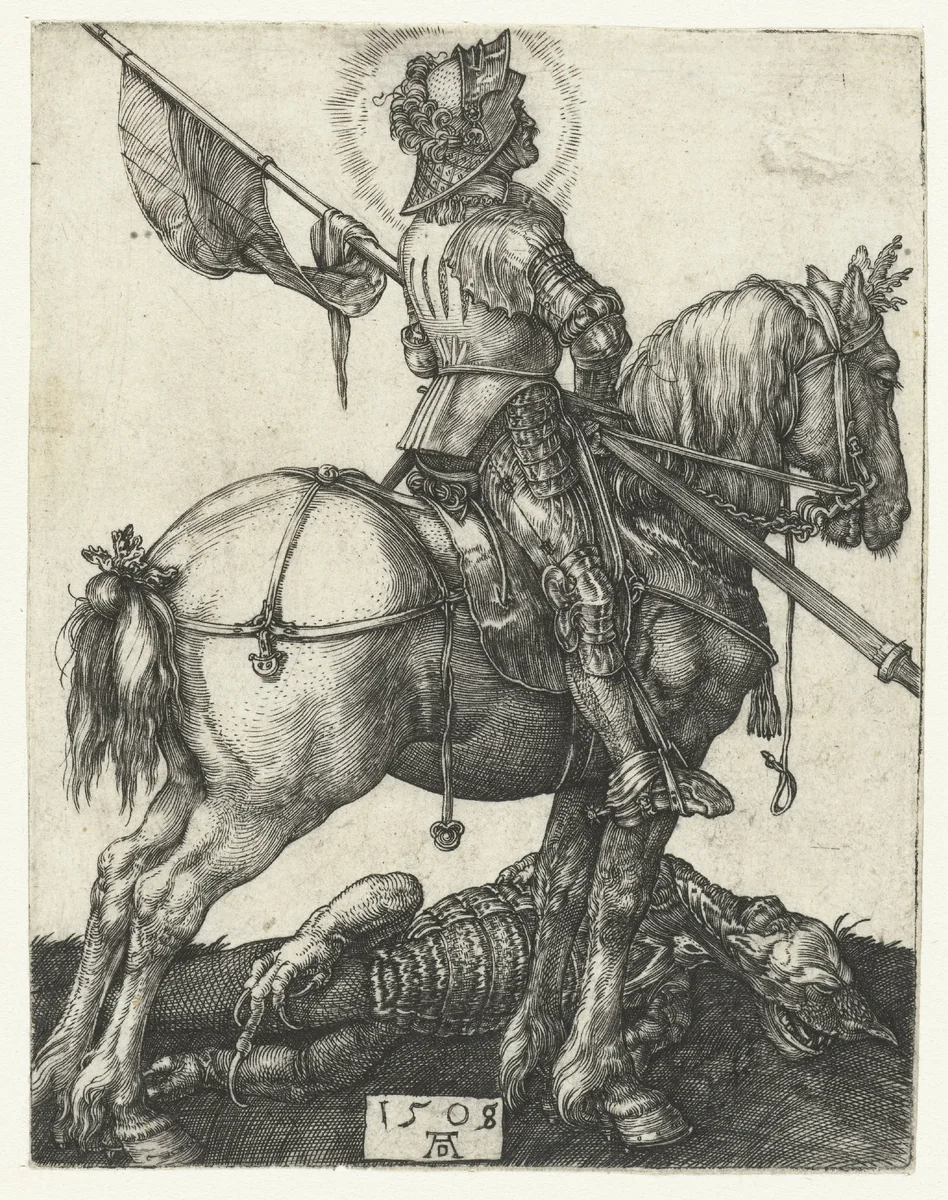 De Heilige Joris te paard naast de gedode draak by Unknown, print, 1508