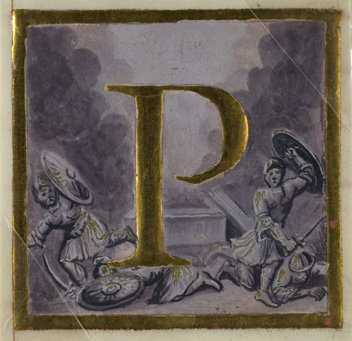 Historiated initial "P" with Resurrection from a Choirbook by European, drawing, 1701-1900