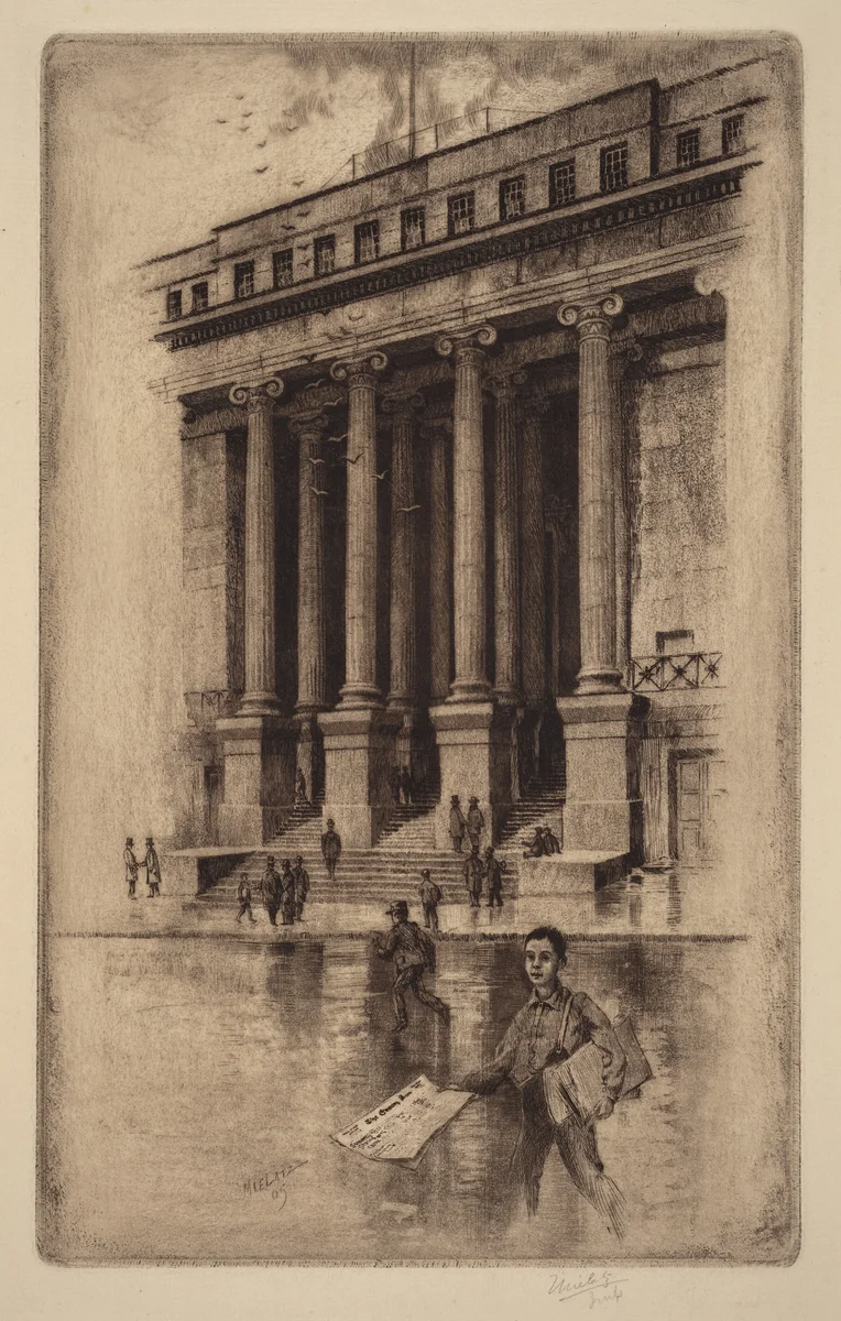 Porch, Old Custom House, Wall Street by Charles Frederick William Mielatz, print, 1905