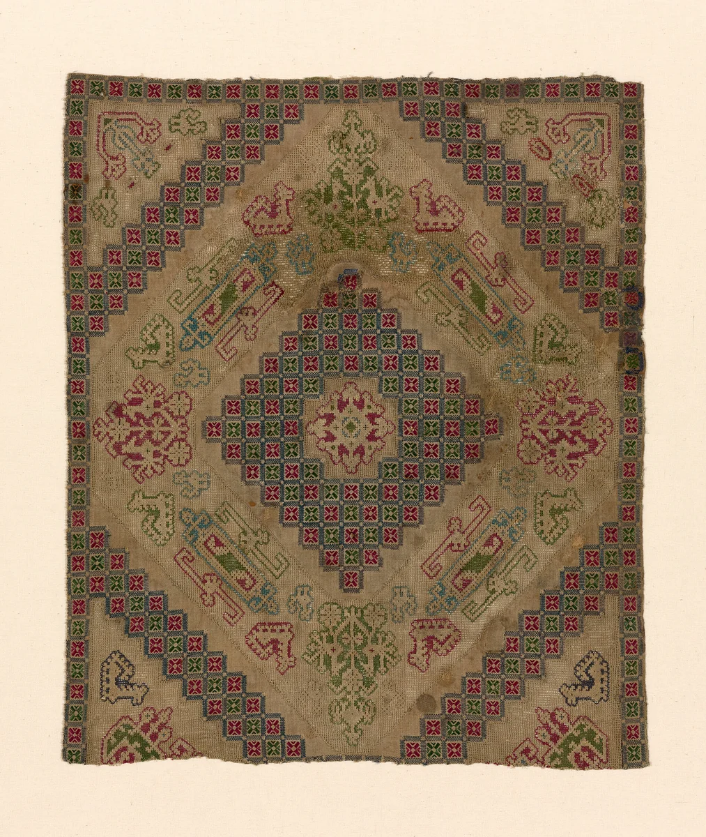 Fragment (From a Bolster Cover) by Leukas, textile, 1700-1900
