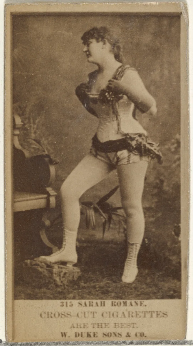Card Number 315, Sarah Romane, from the Actors and Actresses series (N145-3) issued by Duke Sons & Co. to promote Cross Cut Cigarettes by W. Duke, Sons & Co., photograph, 1880-1889