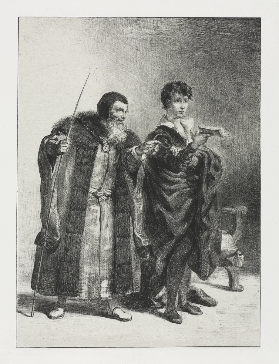 Hamlet: Polonius and Hamlet by Eugène Delacroix, print, 1834