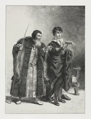 Hamlet: Polonius and Hamlet by Eugène Delacroix, print, 1834