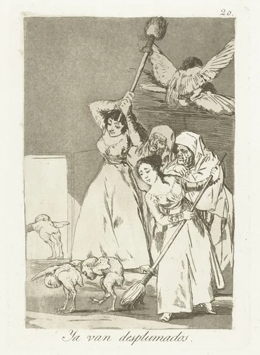 Daar gaan zij geplukt by Francisco de Goya, print, 1797-1799