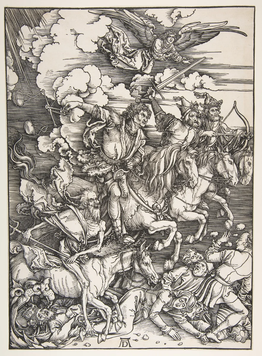 The Four Horsemen, from "The Apocalypse" by Albrecht Dürer, print, 1498