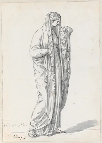 Draped Woman from the Villa Pamphili by Jacques-Louis David, drawing, 1775-1780