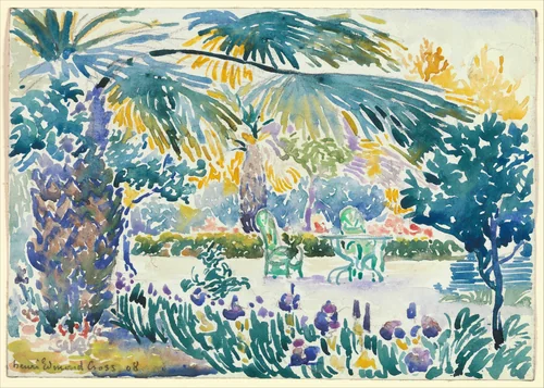 Garden of the Painter at Saint Clair by Henri-Edmond Cross, drawing, 1908