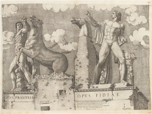 The Dioscuri [Frontal View] by Antonio Lafreri, print, 1546