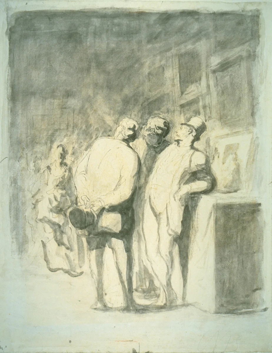 The Three Connoisseurs by Honoré-Victorin Daumier, drawing, 1869