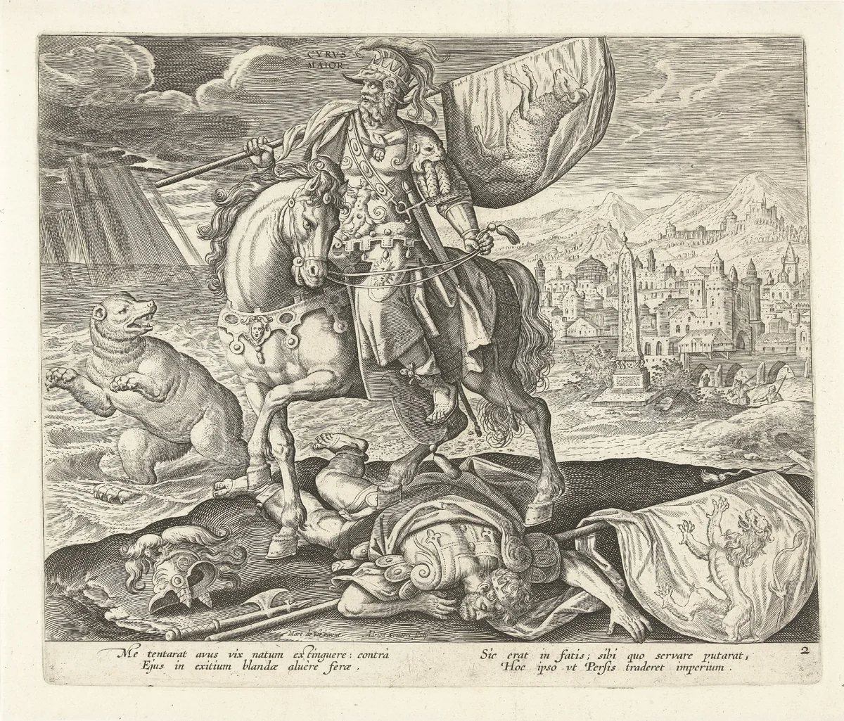Cyrus als tweede koning uit het visioen van Daniël by Unknown, print, 1570-1618