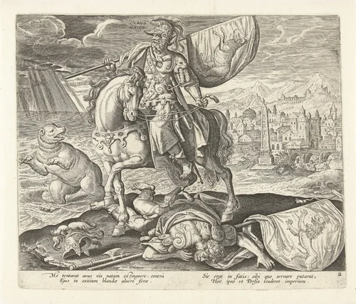Cyrus als tweede koning uit het visioen van Daniël by Unknown, print, 1570-1618