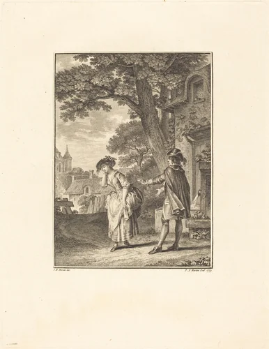 Le Devin du Village (Colette Weeping) by Pietro Antonio Martini; Jean-Michel Moreau the Younger, print, 1779