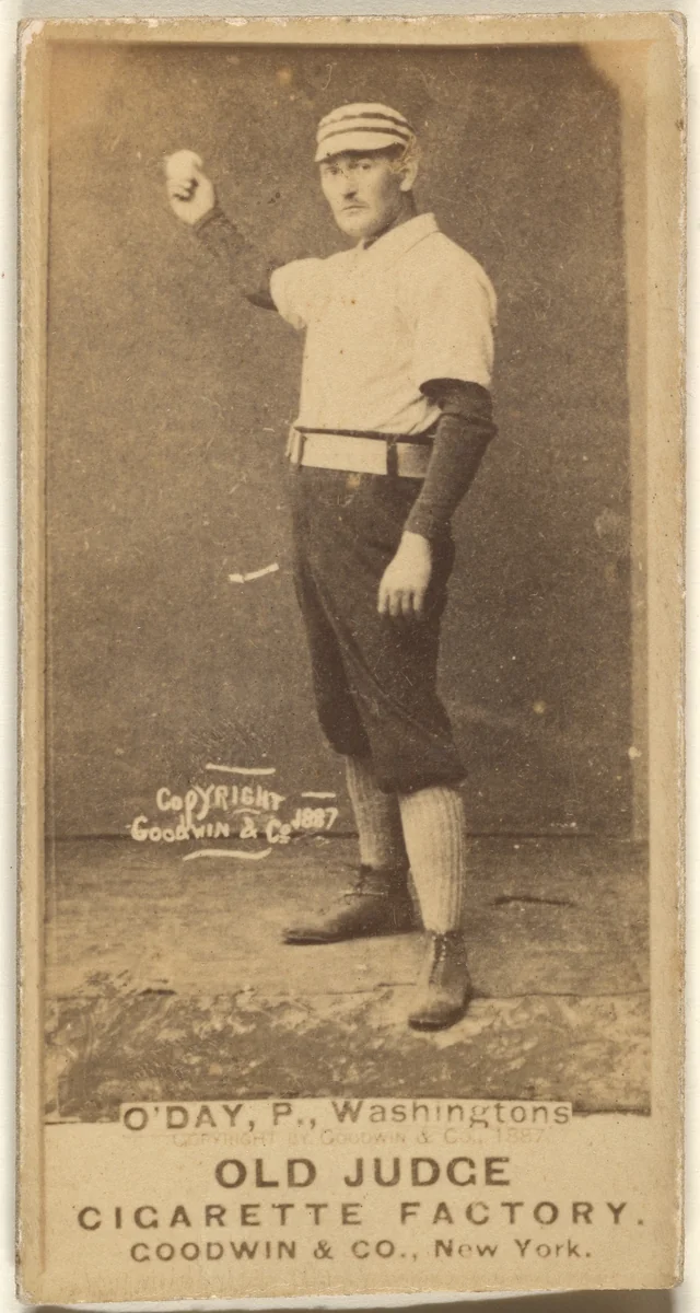 Henry Francis "Hank" O'Day, Pitcher, Washington Nationals, from the Old Judge series (N172) for Old Judge Cigarettes by Goodwin & Company, photograph, 1887