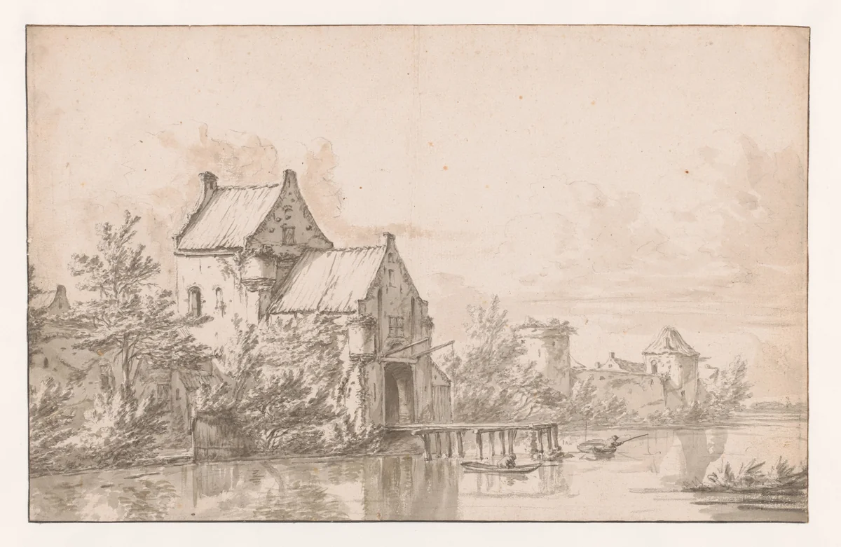 View of the Heeswijkerpoort, Montfoort by Pieter Mulier, drawing, 1654-1655