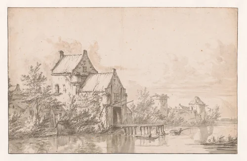View of the Heeswijkerpoort, Montfoort by Pieter Mulier, drawing, 1654-1655