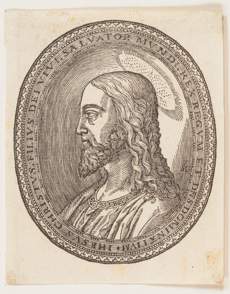Christ, left profile by Melchior Lorck, print, 1540-1599
