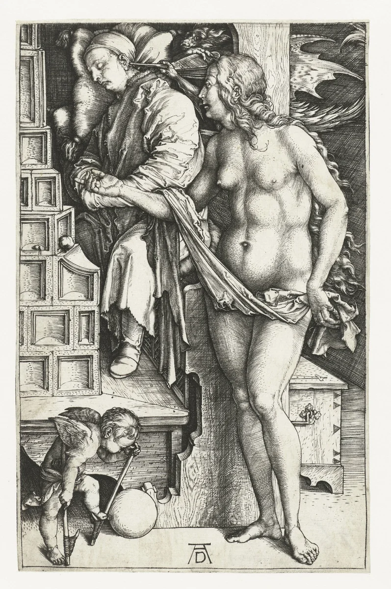 De droom van de geleerde by Unknown, print, 1496-1500