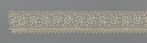 Strook naaldkant met schuingestelde vazen by anonymous, other, 1600-1620