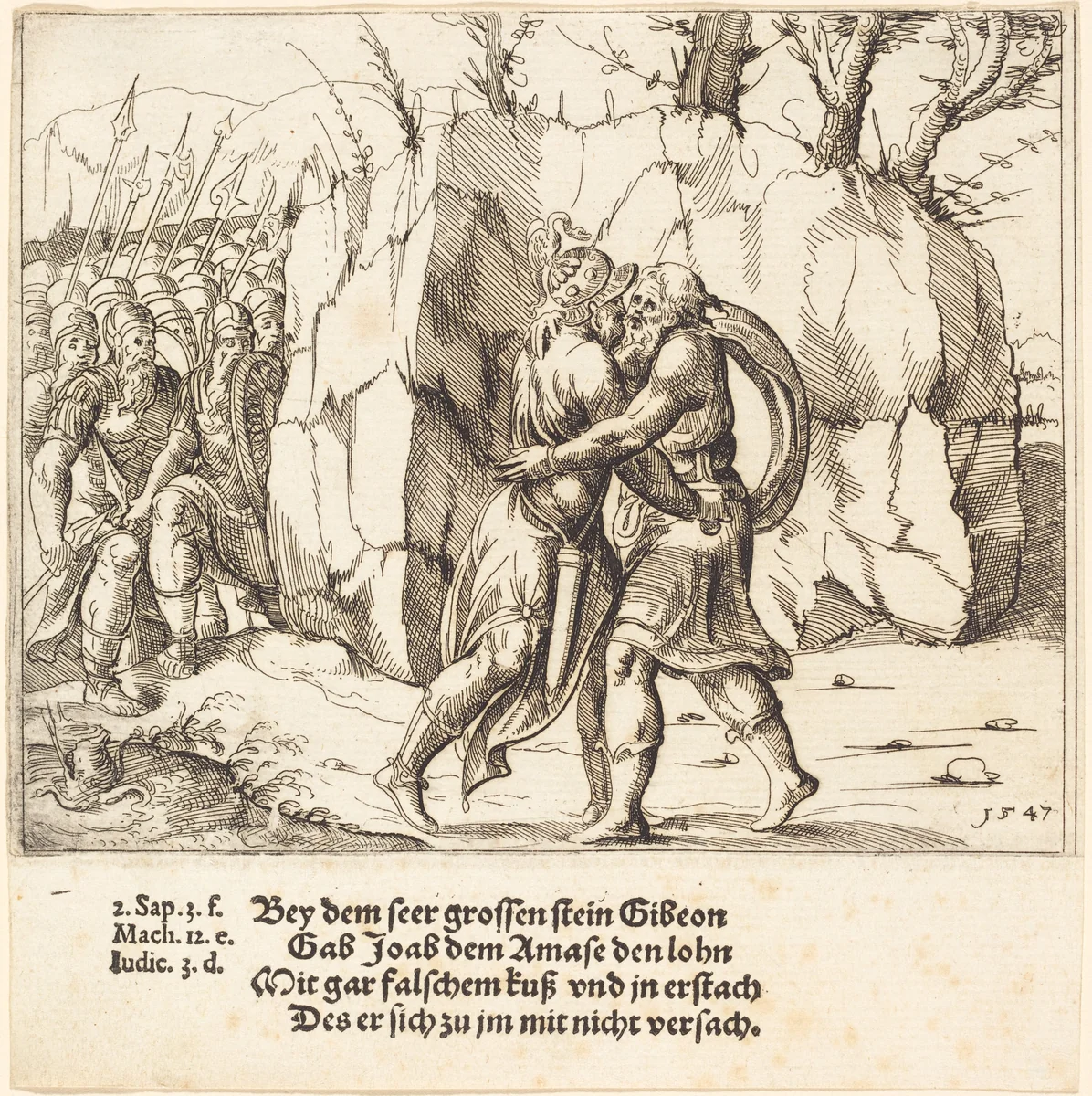 Joab Betrays Abner by Augustin Hirschvogel, print, 1547
