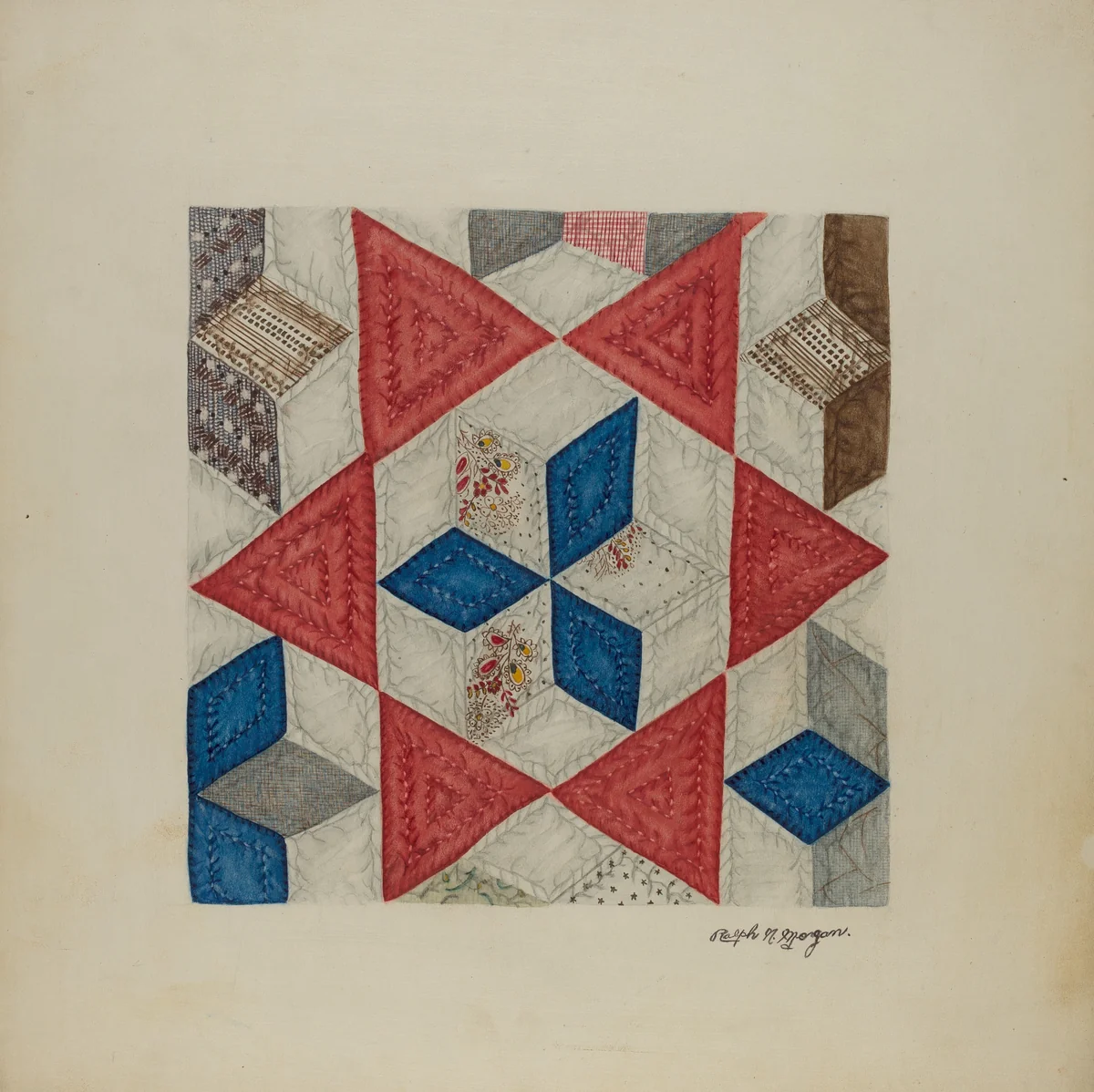 Patchwork Quilt by Ralph N. Morgan, index of american design, 1935-1942