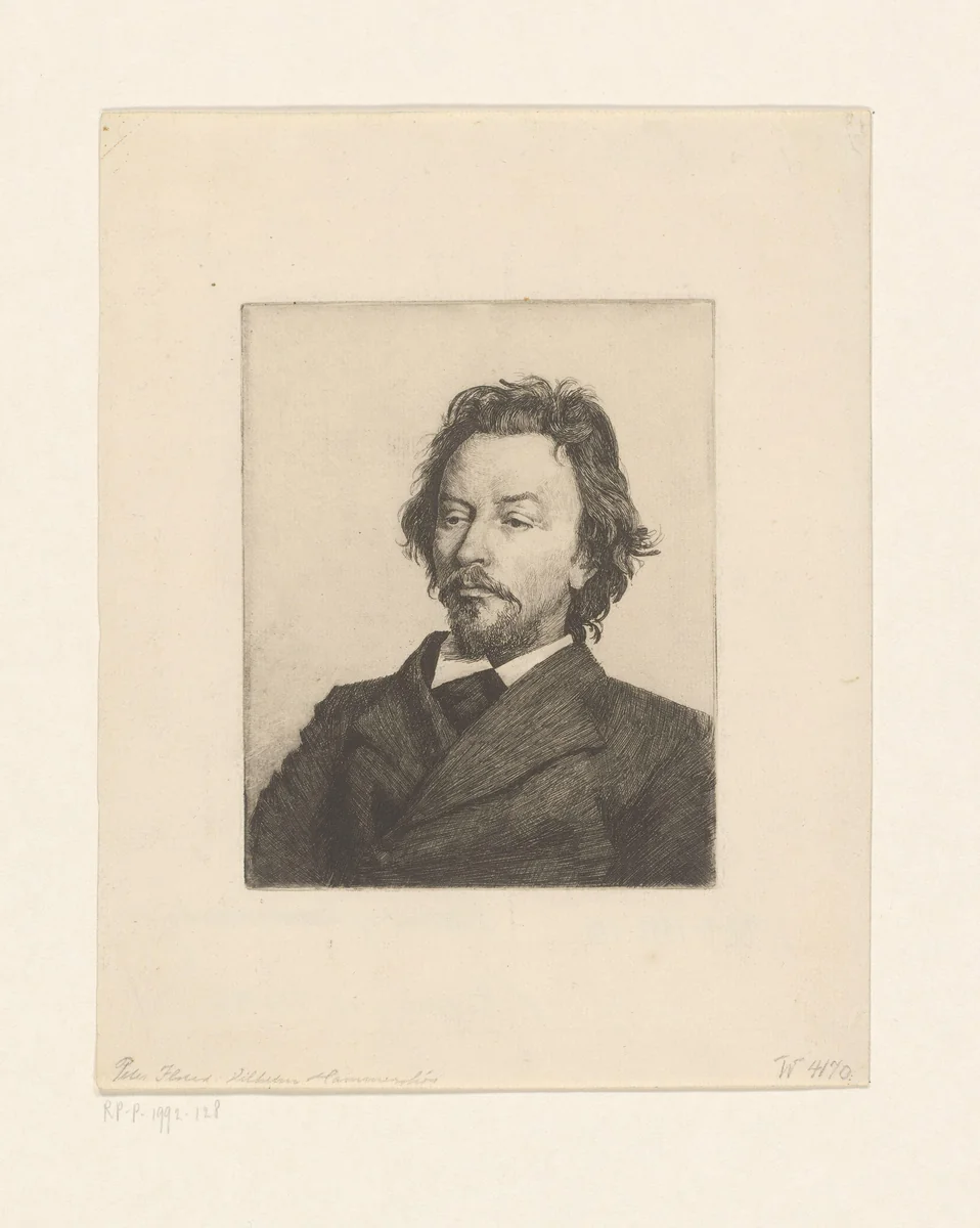 Portret van Vilhelm Hammershoi by Peter Vilhelm Ilsted, print, 1900