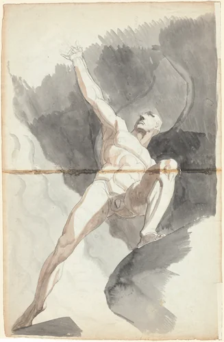 Satan Defying the Powers of Heaven by Henry Fuseli, drawing, 1790