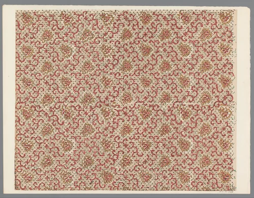 Blad met strooipatroon van ranken en bloemen by anonymous, print, 1800-1900