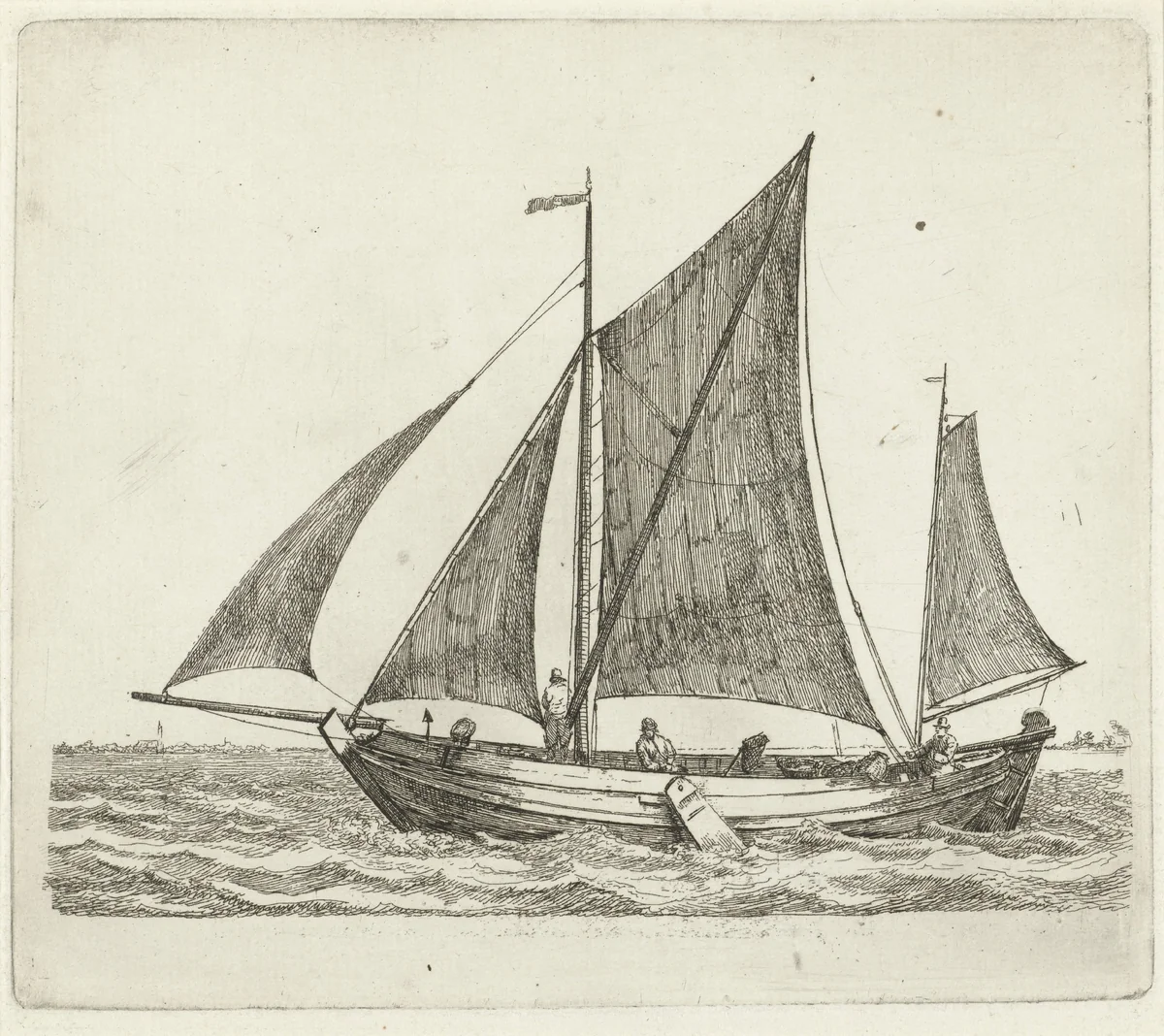 Schokker op binnenwater by Gerrit Groenewegen, print, 1791