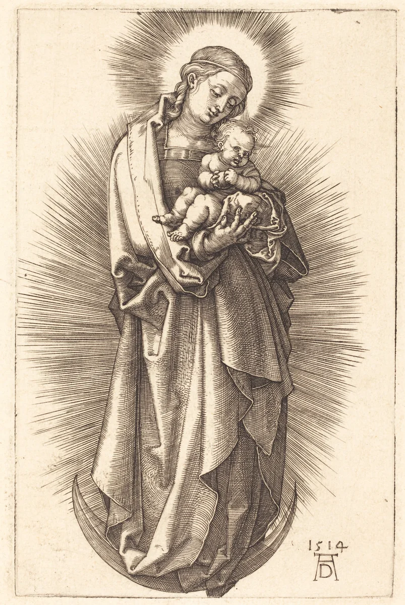 The Virgin and Child on a Crescent with a Diadem by Albrecht Dürer, print, 1514