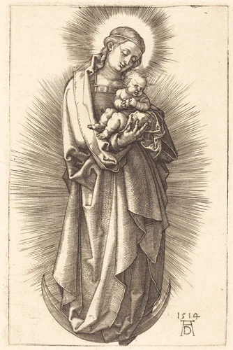 The Virgin and Child on a Crescent with a Diadem by Albrecht Dürer, print, 1514