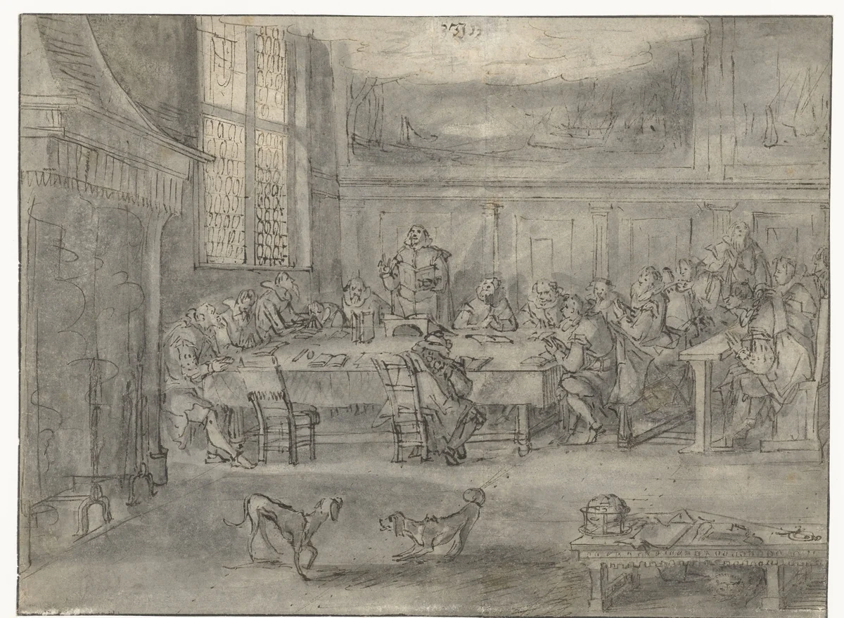 Godsdienstoefening by David Vinckboons, drawing, 1605-1615