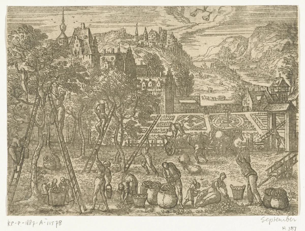 September by Pieter van der Borcht, print, 1545-1608