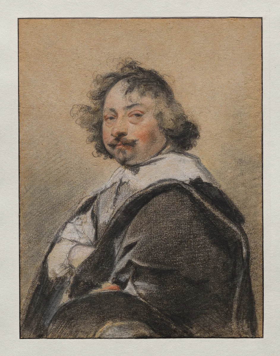 Portrait of a man in profile, turned to the left by Simon Vouet, drawing, 1632-1634