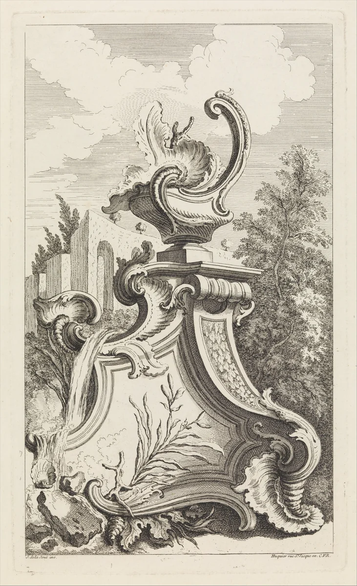 Plate from Book of Vases by Jacques de La Joue the Younger, print, 1700-1800