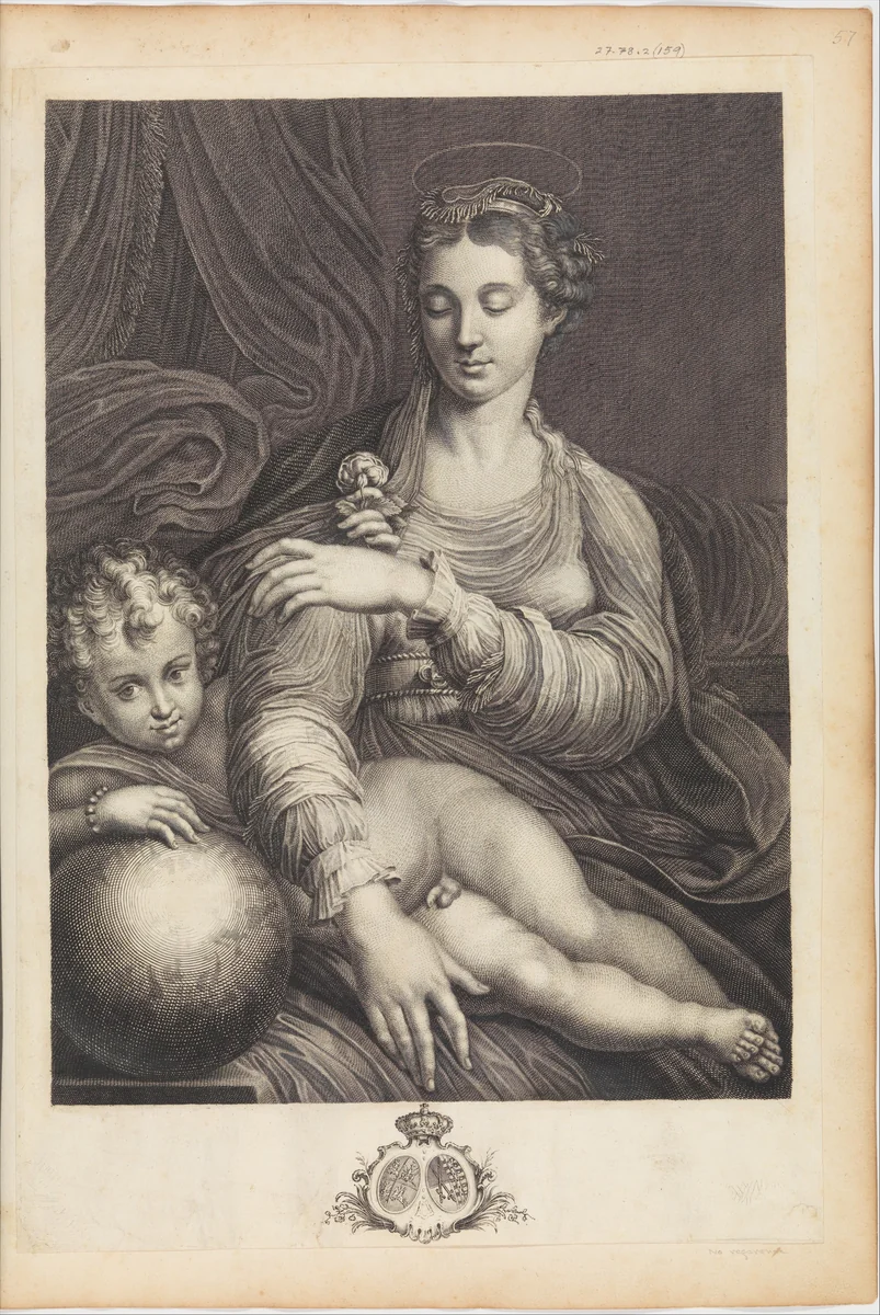 Madonna of the Rose by Johann Christian Teucher, print, 1716-1750