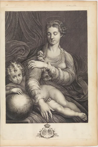 Madonna of the Rose by Johann Christian Teucher, print, 1716-1750