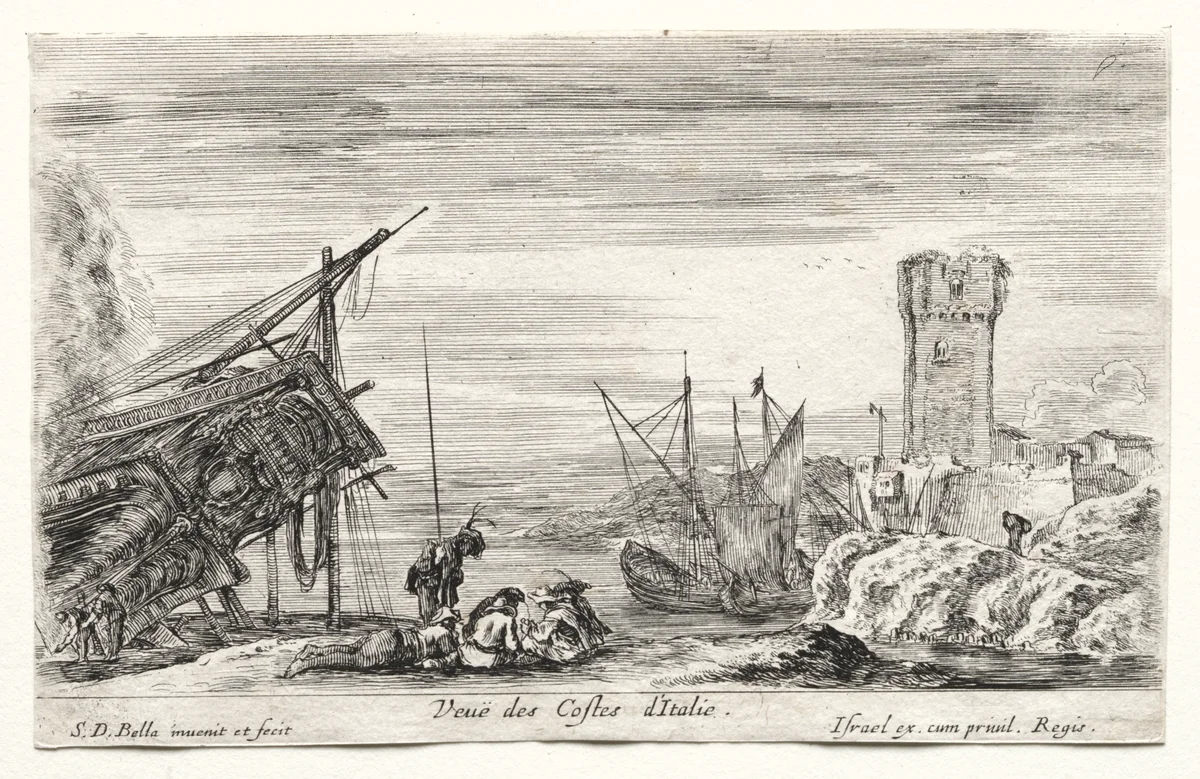 Views of Sea Ports: View of the Italian Coast by Israël Henriet, print, 1642-1652