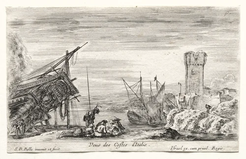 Views of Sea Ports: View of the Italian Coast by Israël Henriet, print, 1642-1652