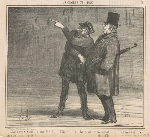 La voyez-vous la comète? ... by Honoré Daumier, print, 1857