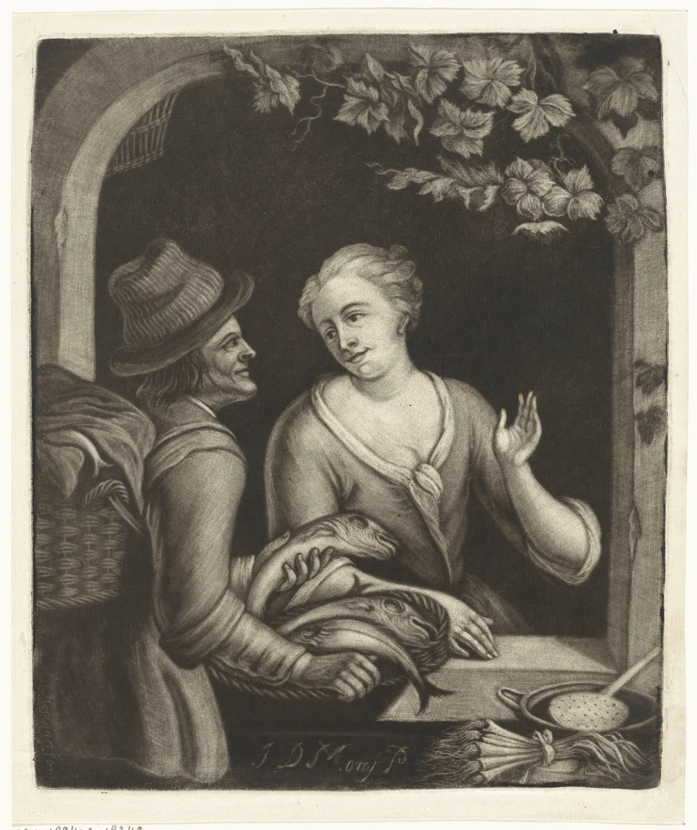 Visverkoper by Jacob Hoolaart, print, 1723-1789