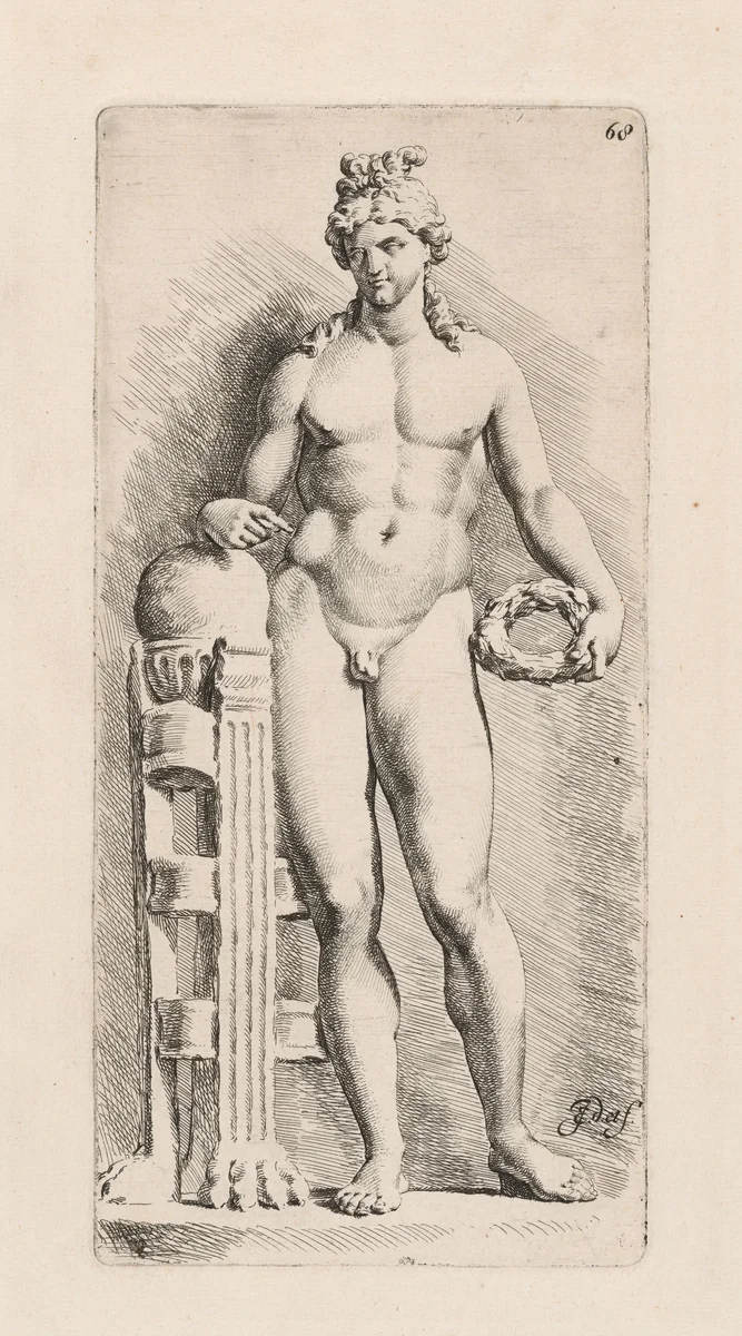 Apollo with the Omphalos by Jan de Bisschop, print, 1668-1669