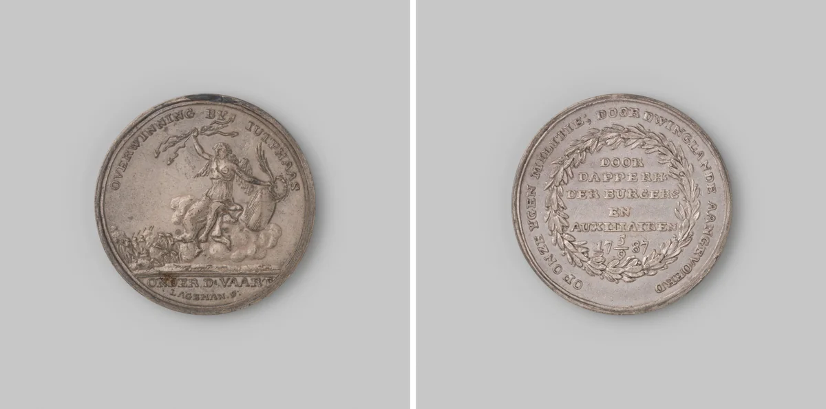 Op het gevecht aan de vaart bij Jutphaas by Johannes Michiel Lageman, metalwork, 1787