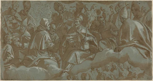 Saints on Clouds by None, drawing, 1500-1599